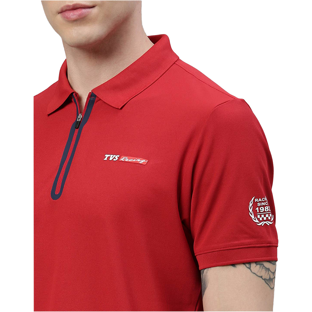 TVS Racing Polo T Shirt Polyester (Solid Red)