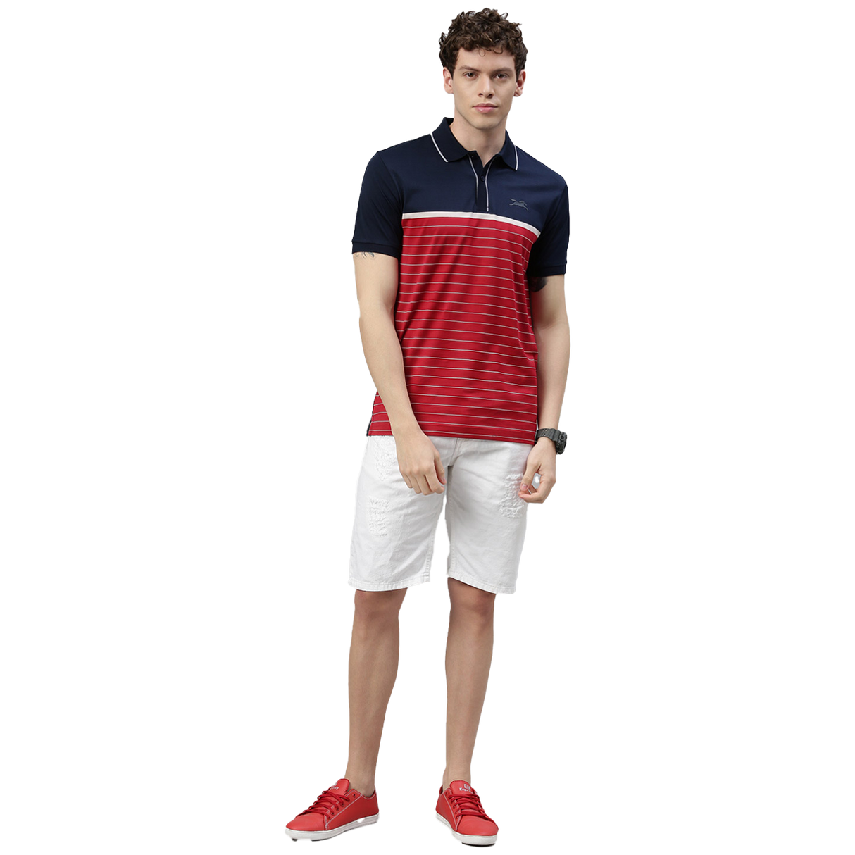 TVS Racing Polo T Shirt Cotton Red Blue (Red Blue)