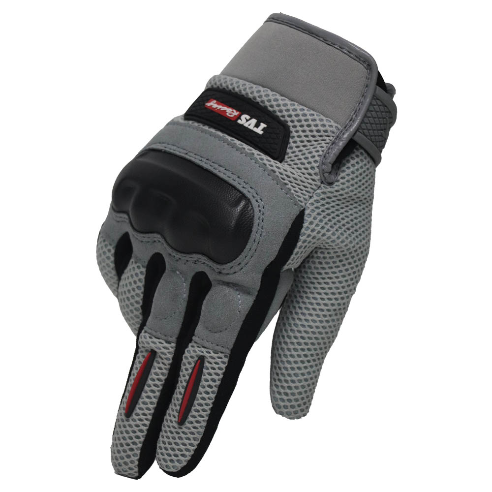 TVS Racing Street Riding Gloves – PVC & Carbon Protection, Touch Screen Compatible, All-Weather Comfort (Grey)