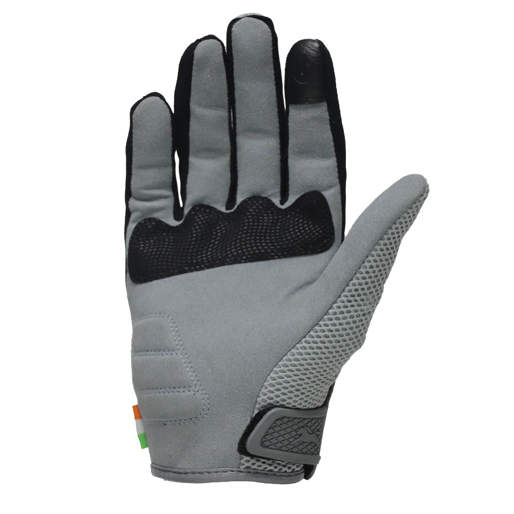 TVS Racing Street Riding Gloves – PVC & Carbon Protection, Touch Screen Compatible, All-Weather Comfort (Grey)