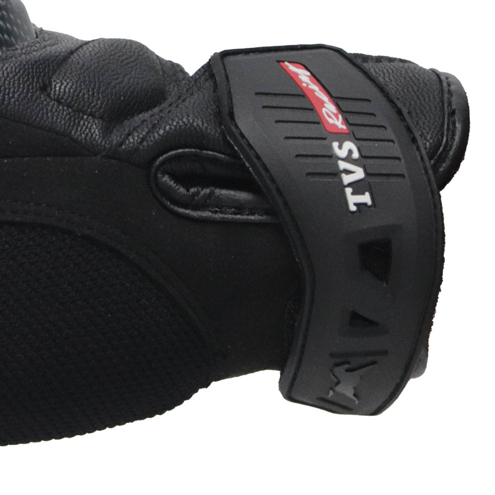 TVS Racing Riding Gloves for Men | Mesh Ventilation, TPR Knuckle Protection, Touch Screen Compatible, Black