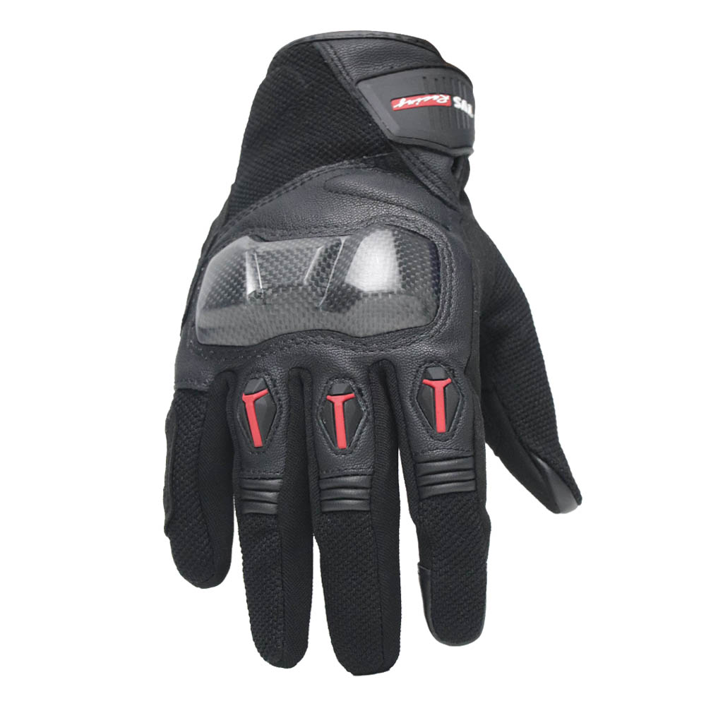 TVS Racing Riding Gloves for Men | Mesh Ventilation, TPR Knuckle Protection, Touch Screen Compatible, Black