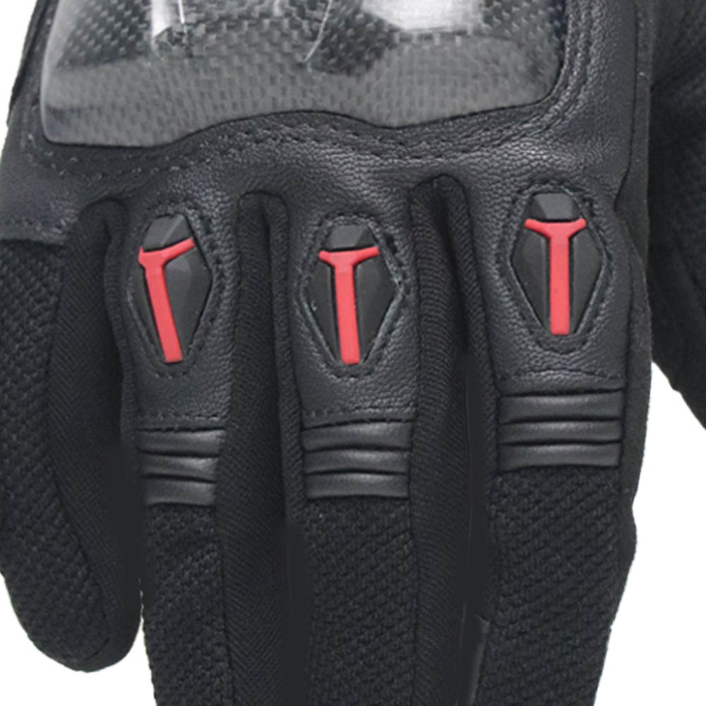 TVS Racing Riding Gloves for Men | Mesh Ventilation, TPR Knuckle Protection, Touch Screen Compatible, Black