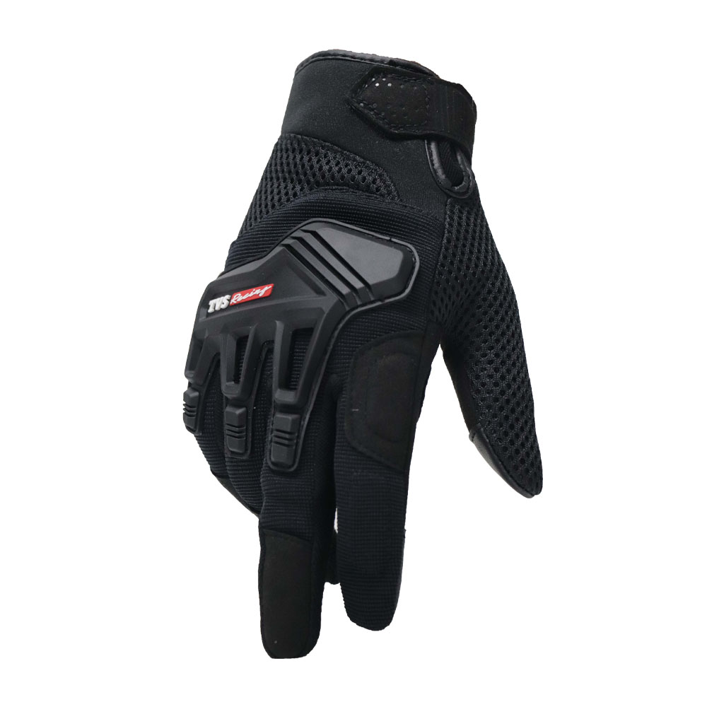 TVS Racing Riding Gloves City - Black | Smartphone Friendly for Ultimate Grip