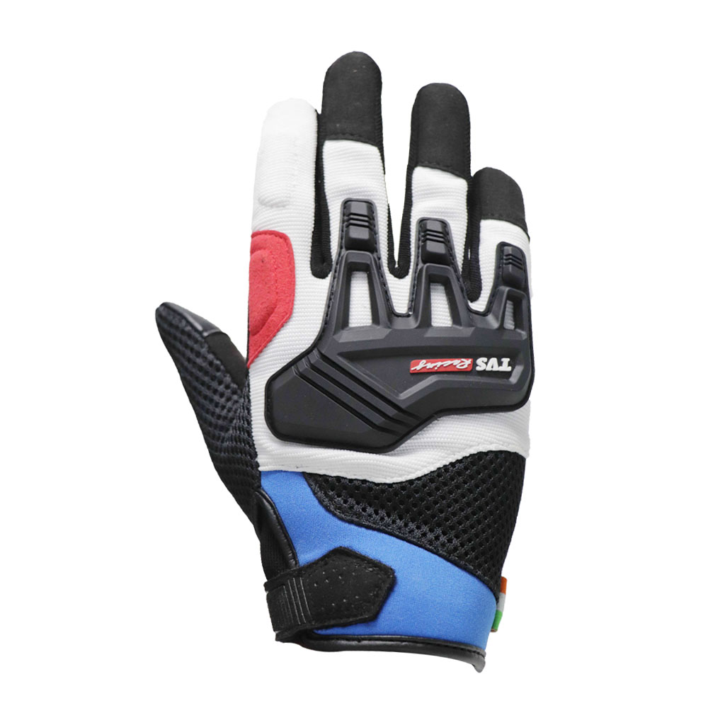 TVS Racing Riding Gloves City - Blue & Red | Smartphone Friendly for Ultimate Grip