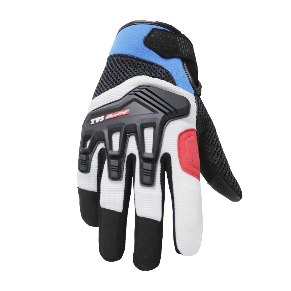 TVS Racing Riding Gloves City - Blue & Red | Smartphone Friendly for Ultimate Grip