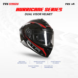 TVS Racing Hurricane Series Full Face Dual Visor Helmet for Men | Premium Bike Helmets with ABS Shell, UV Paint | Quick Release System | Aerodynamic Design | ECE, DOT & ISI Certified