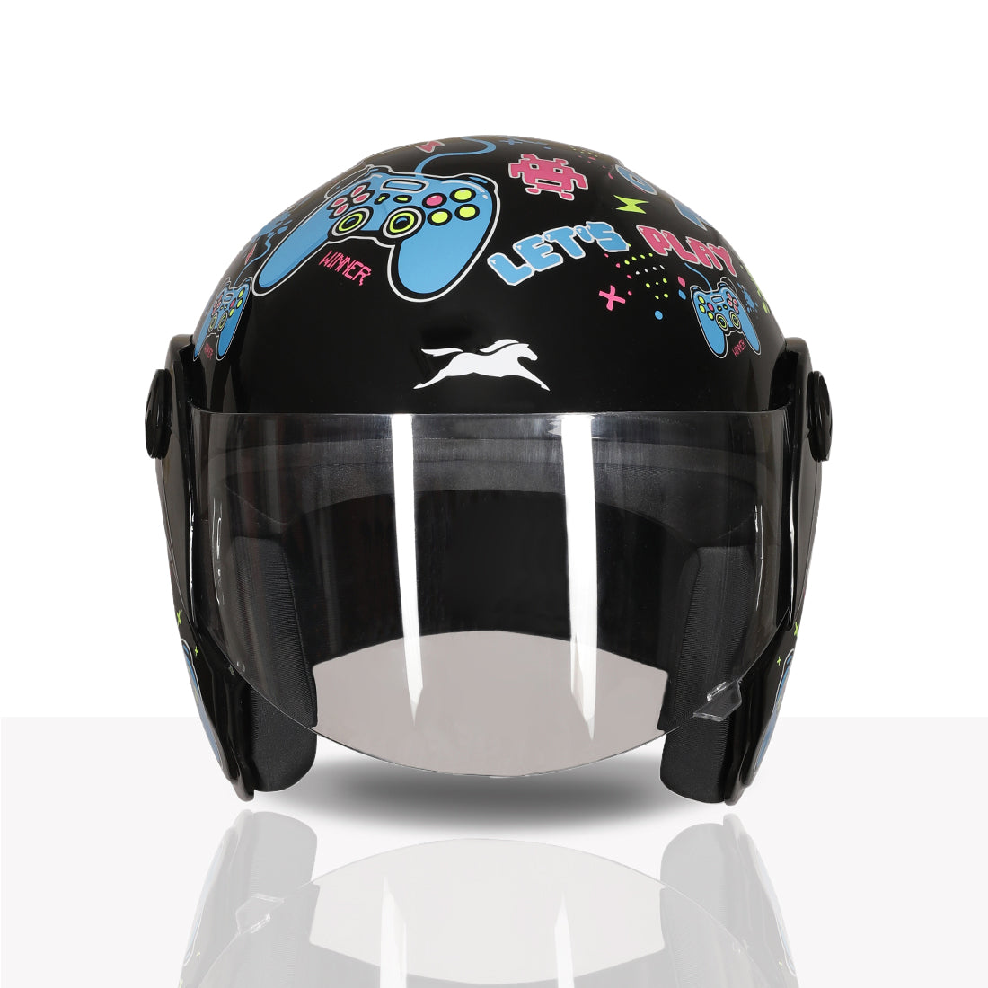 TVS Moto Jr. Kids Helmet |Fun Glow in the Dark Graphics | Lightweight ISI Certified ABS Shell| Removable Cheek Pads | Ideal Kids Bike Helmet for Cycle Scooter Daily Ride Comfort & Protection